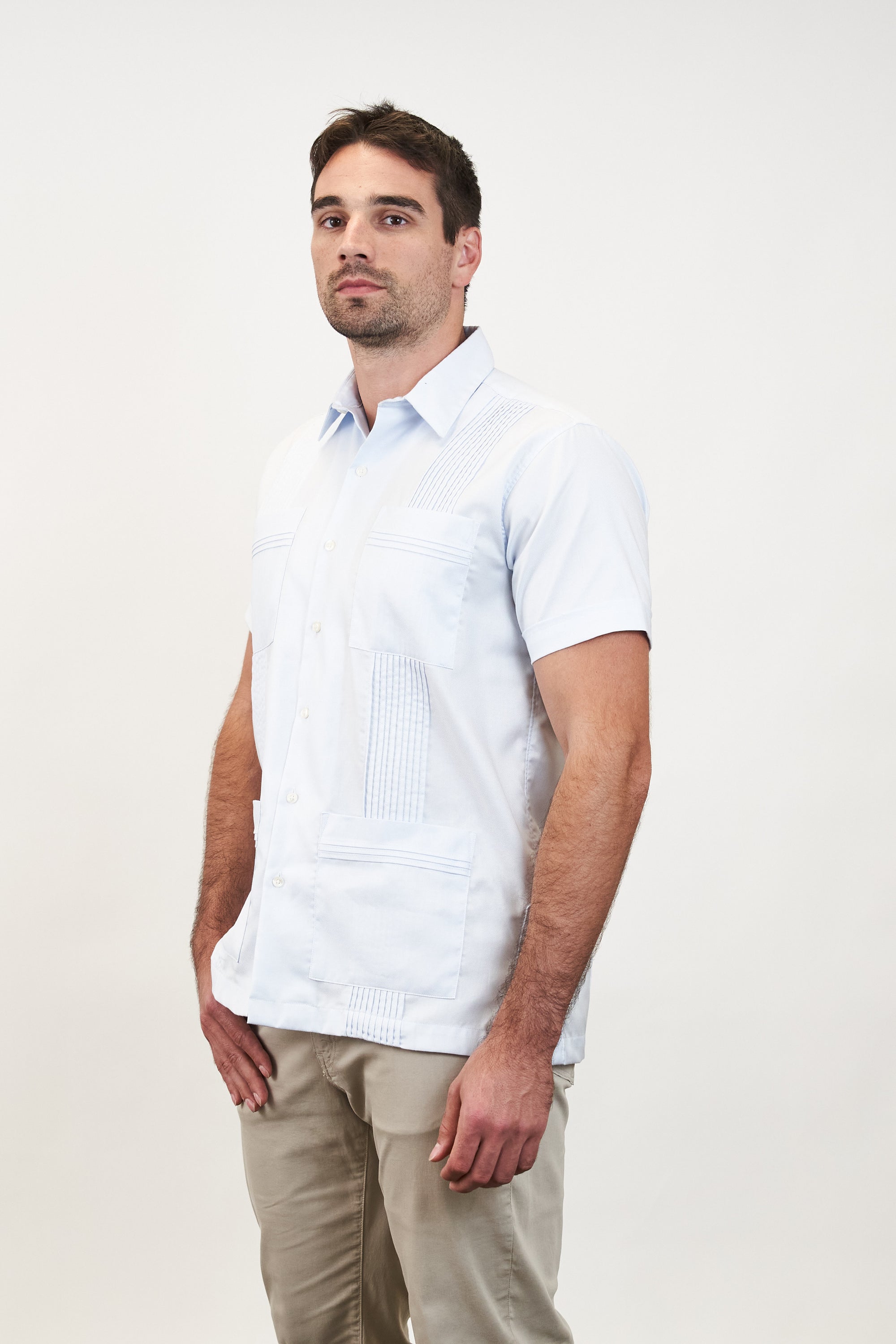 El Jefe Guayabera Light Blue Woven