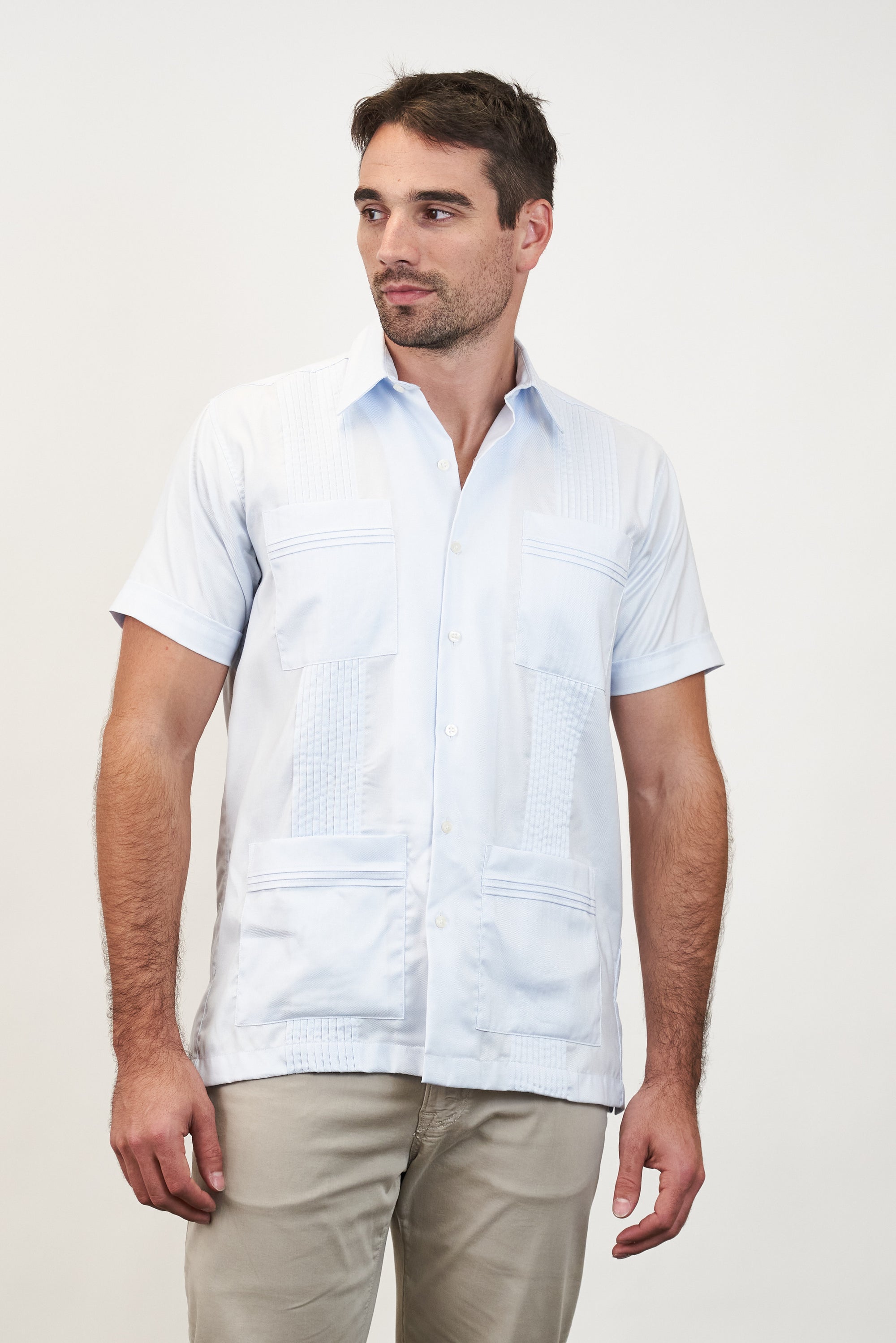 El Jefe Guayabera Light Blue Woven