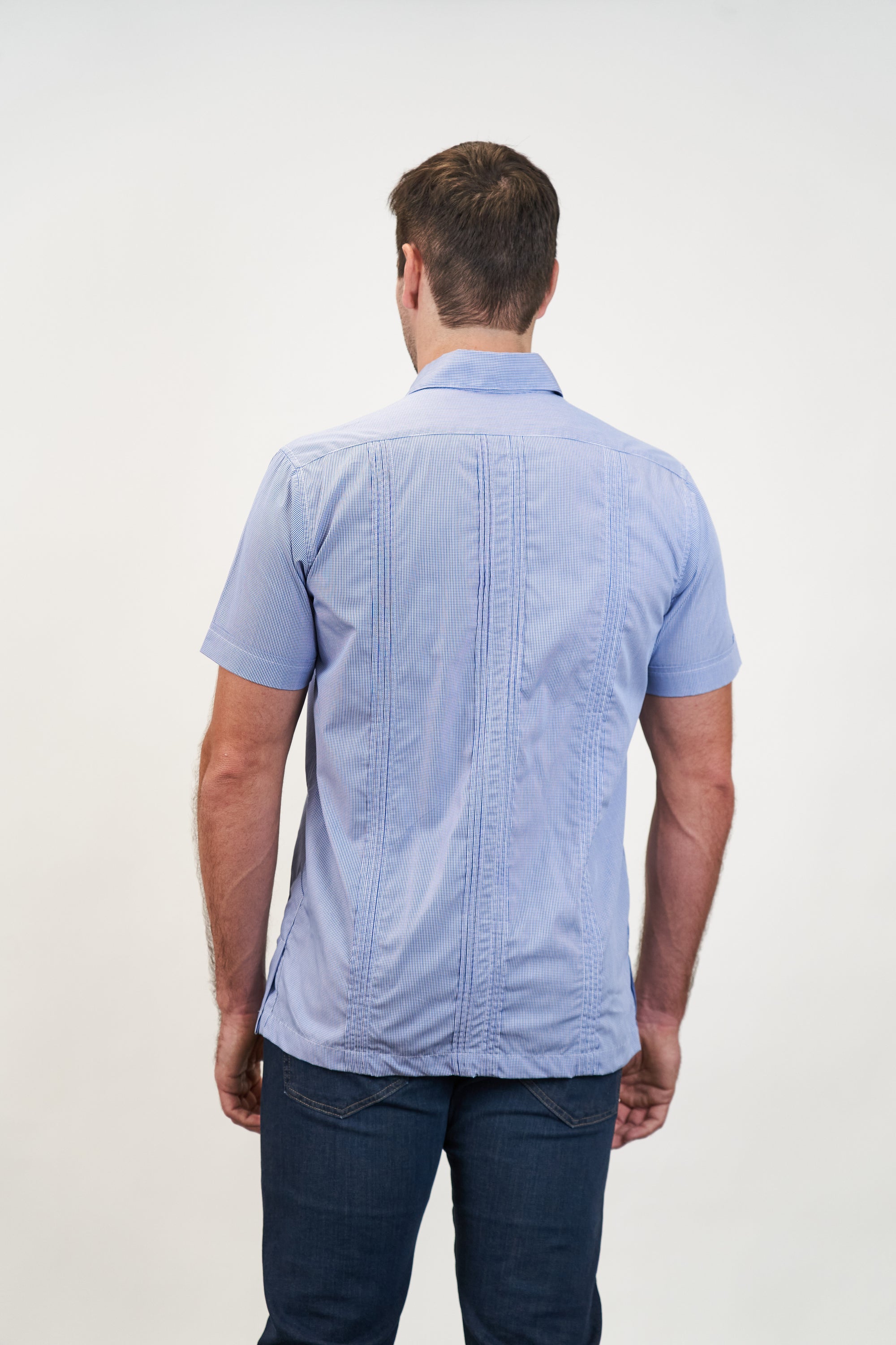 El Jefe Guayabera Blue Gingham