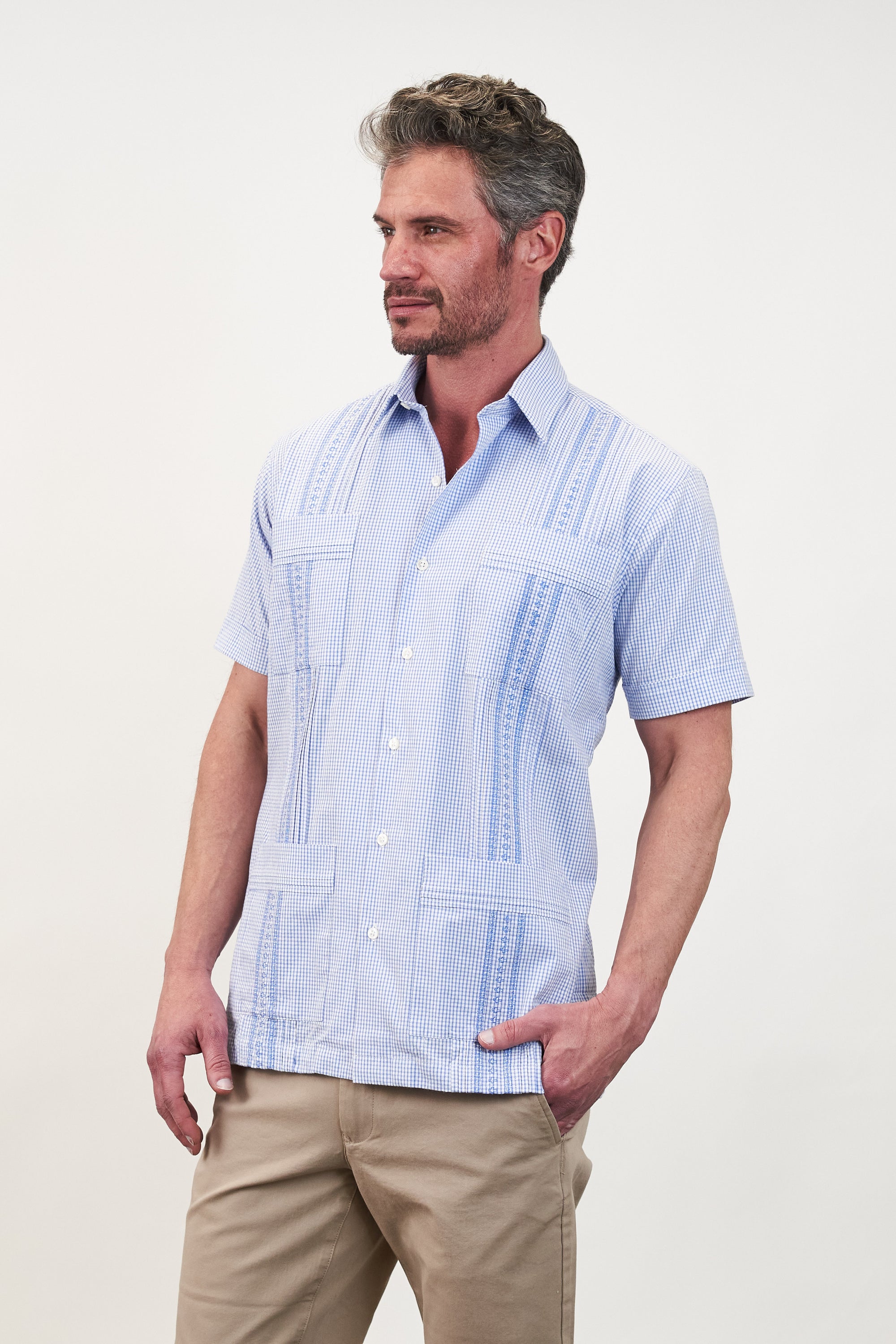 Cartagena Classic Guayabera Surf Blue