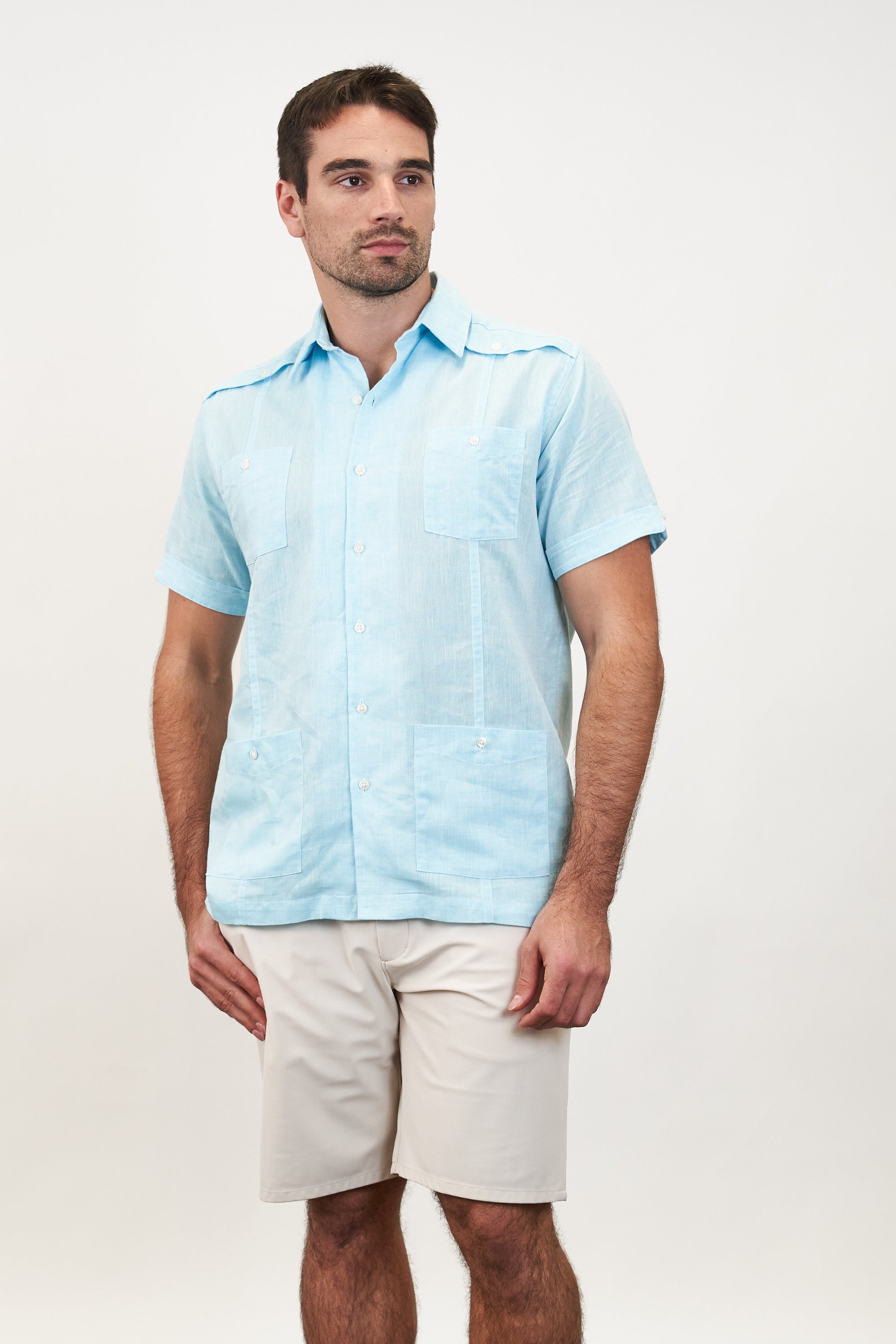 El Guapo Guayabera Teal Linen