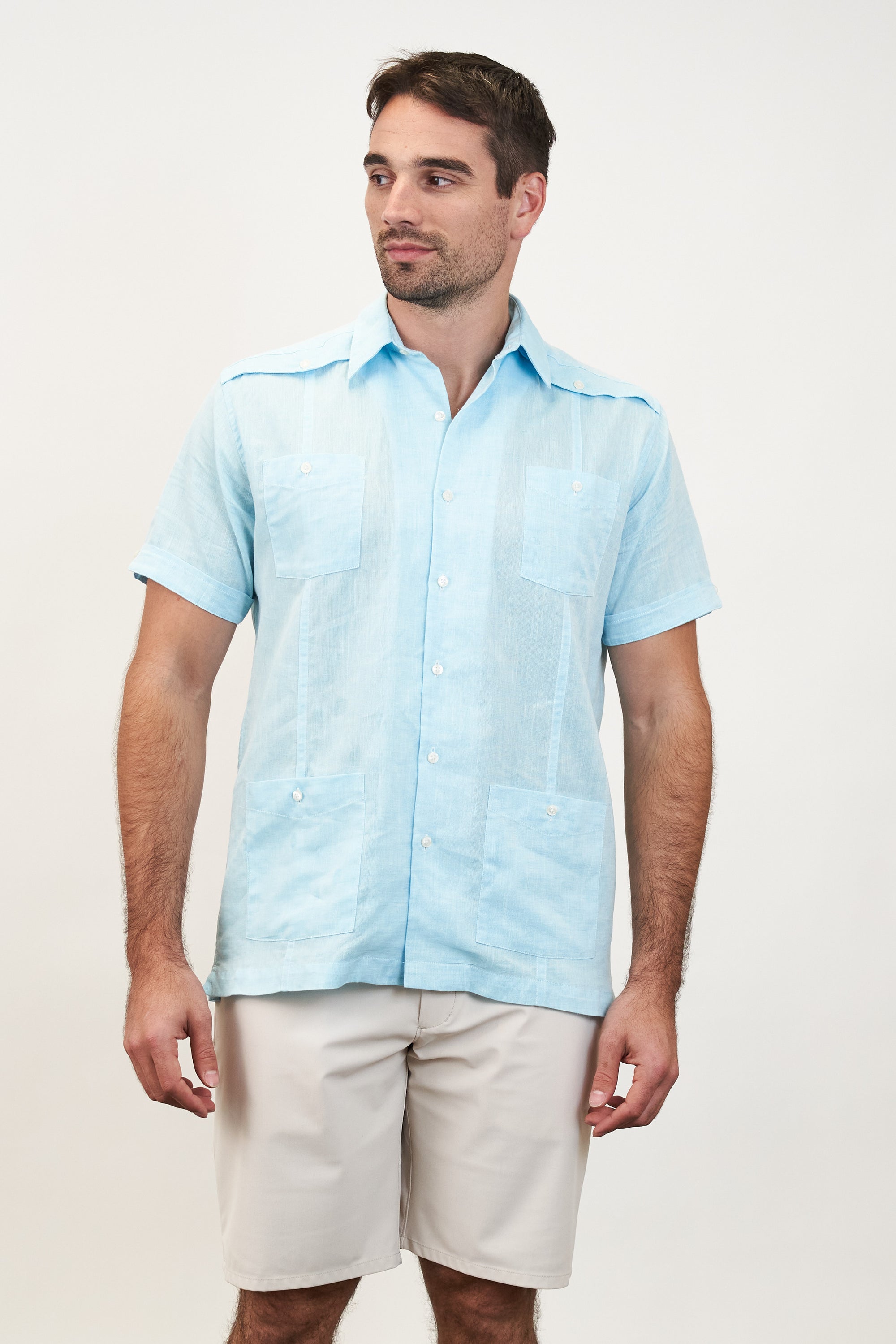 El Guapo Guayabera Teal Linen