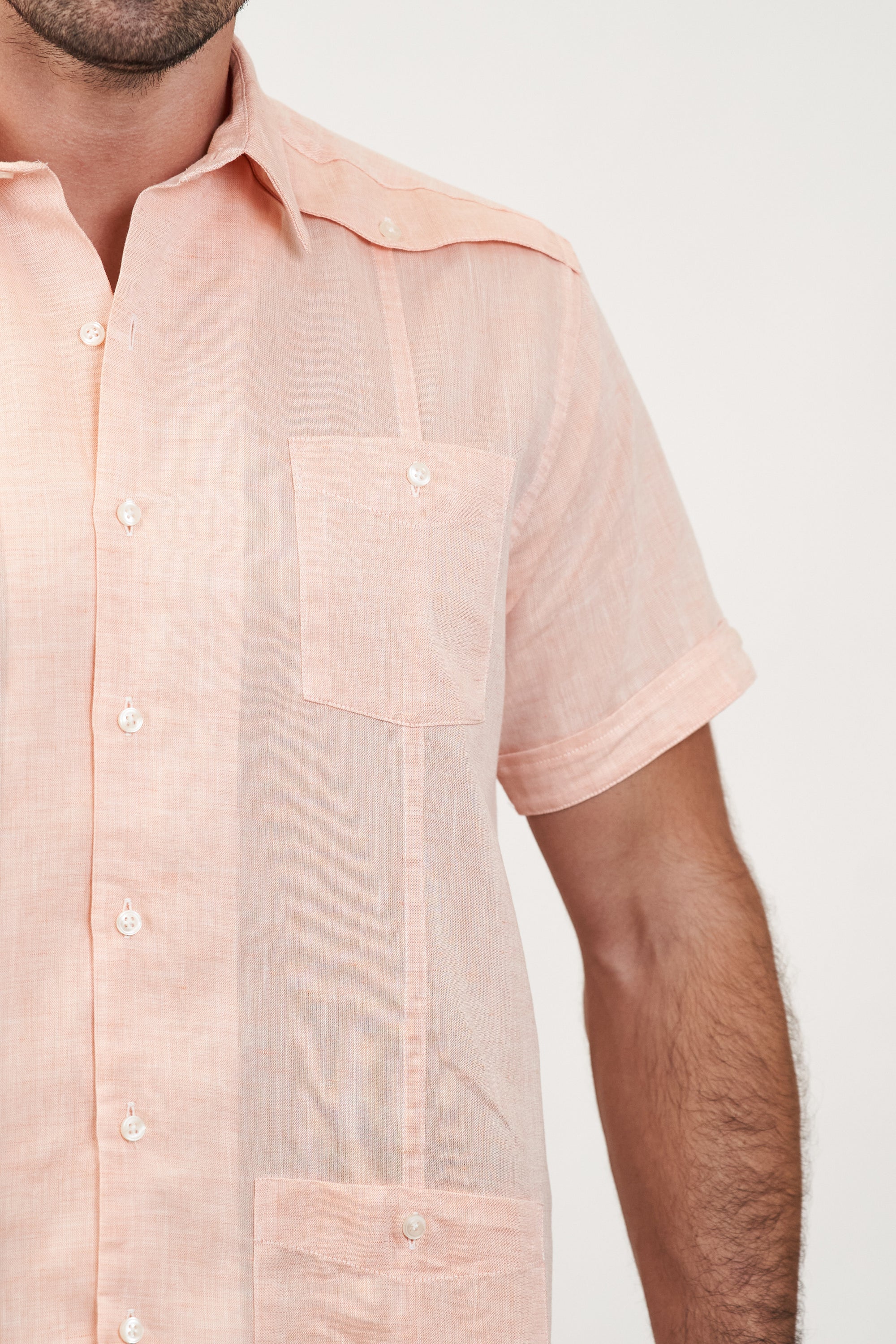 El Guapo Guayabera Light Orange Linen