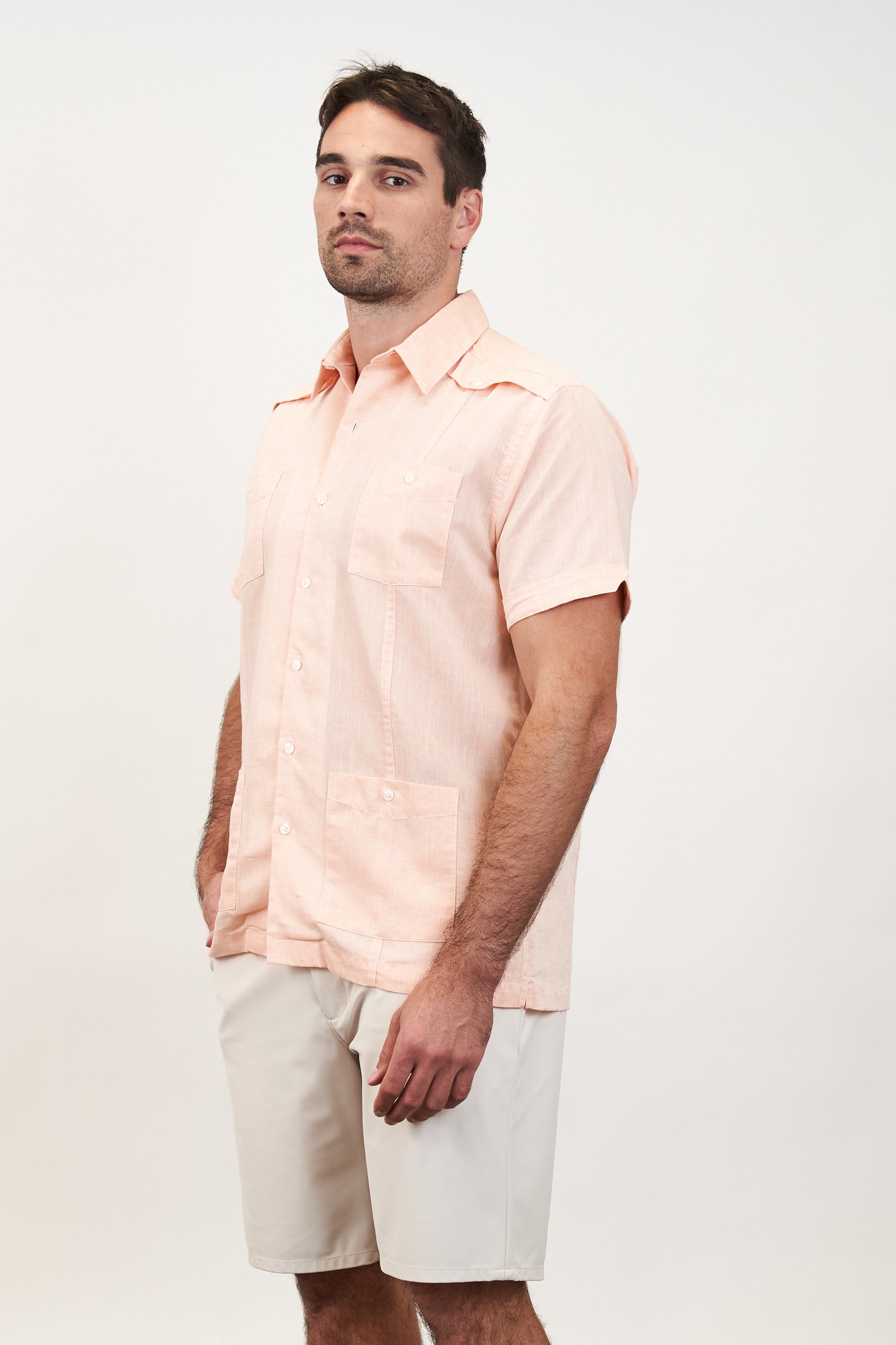 El Guapo Guayabera Light Orange Linen