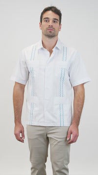 Positano Tailored Hemingway Guayabera - Lavender