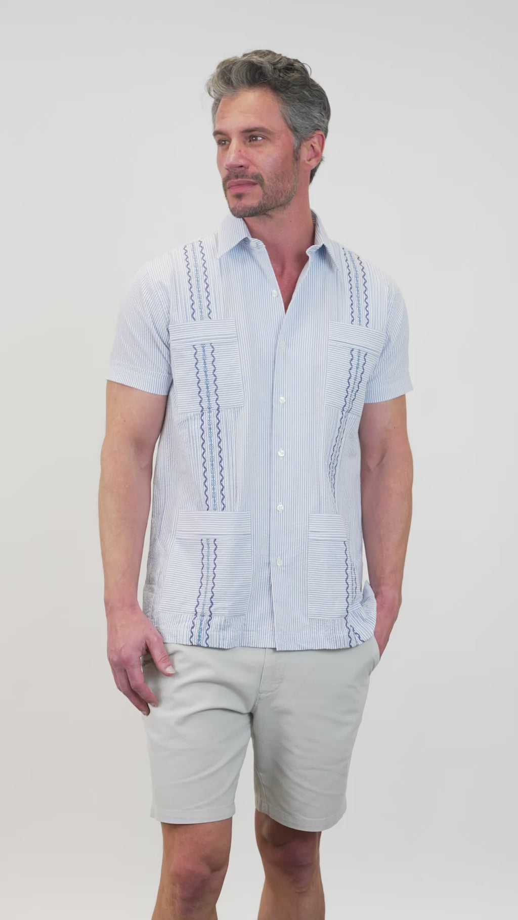 Charleston Hemingway Guayabera - Blue