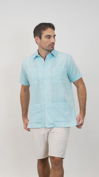 Playa del Carmen Hemingway Guayabera- Blue