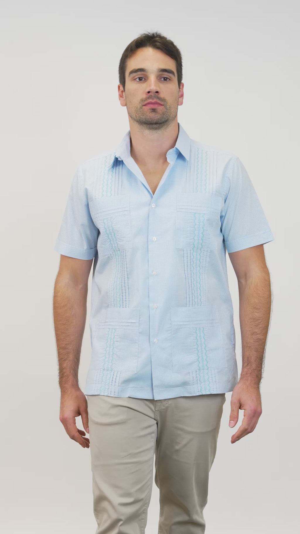 Monterey Hemingway Guayabera - Lagoon Blue