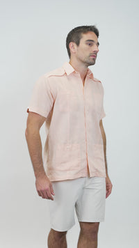 El Guapo Guayabera - Light Orange Linen