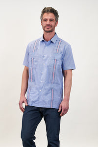 Carmel Hemingway Guayabera Coral/Navy