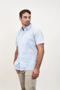 Monterey Hemingway Guayabera Lagoon Blue