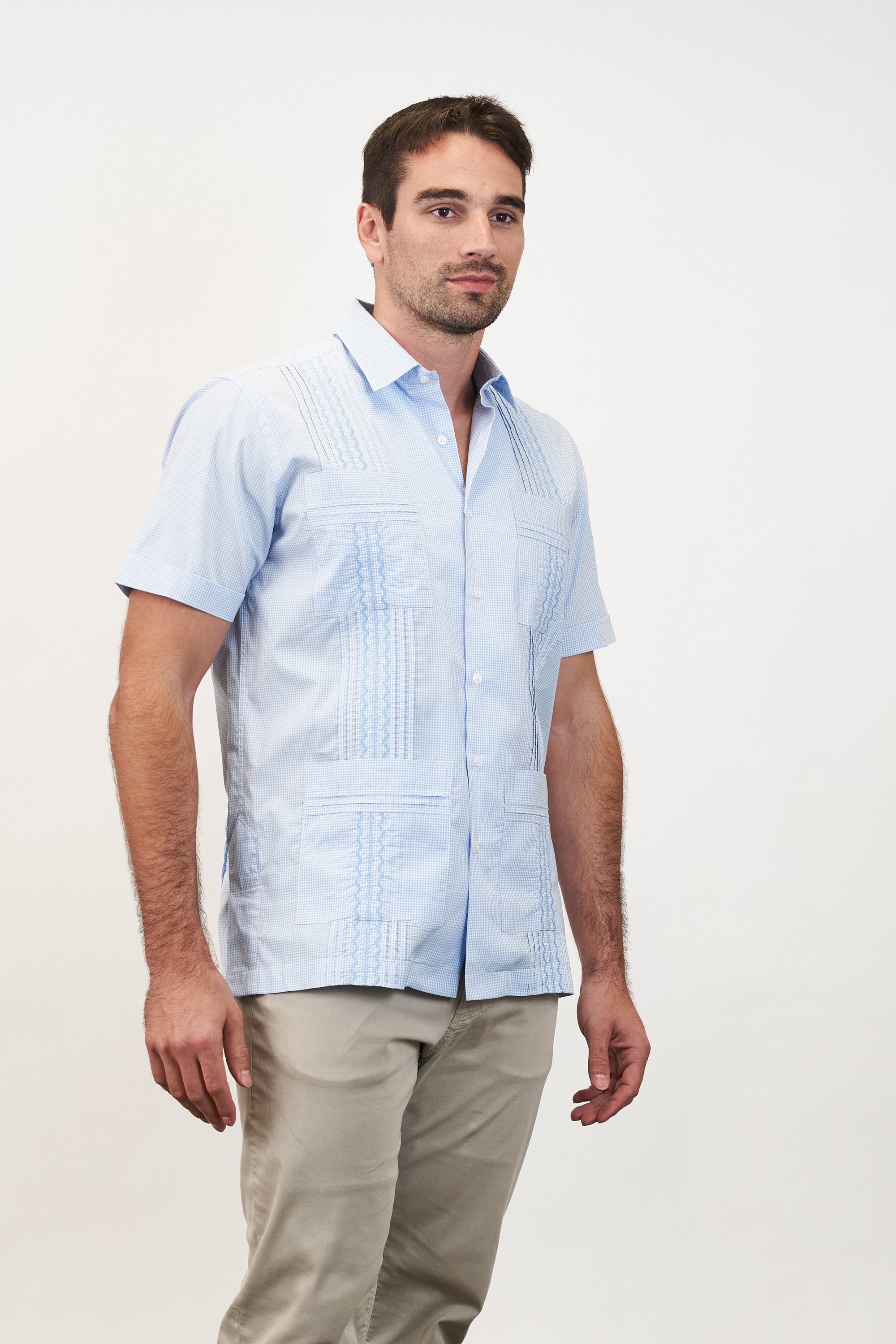 Monterey Hemingway Guayabera Lagoon Blue