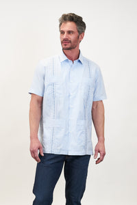 Monterey Hemingway Guayabera - Lagoon Blue / Slate