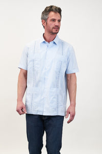 Monterey Hemingway Guayabera - Lagoon Blue / Slate