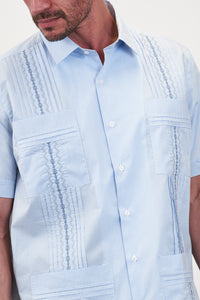 Monterey Hemingway Guayabera - Lagoon Blue / Slate