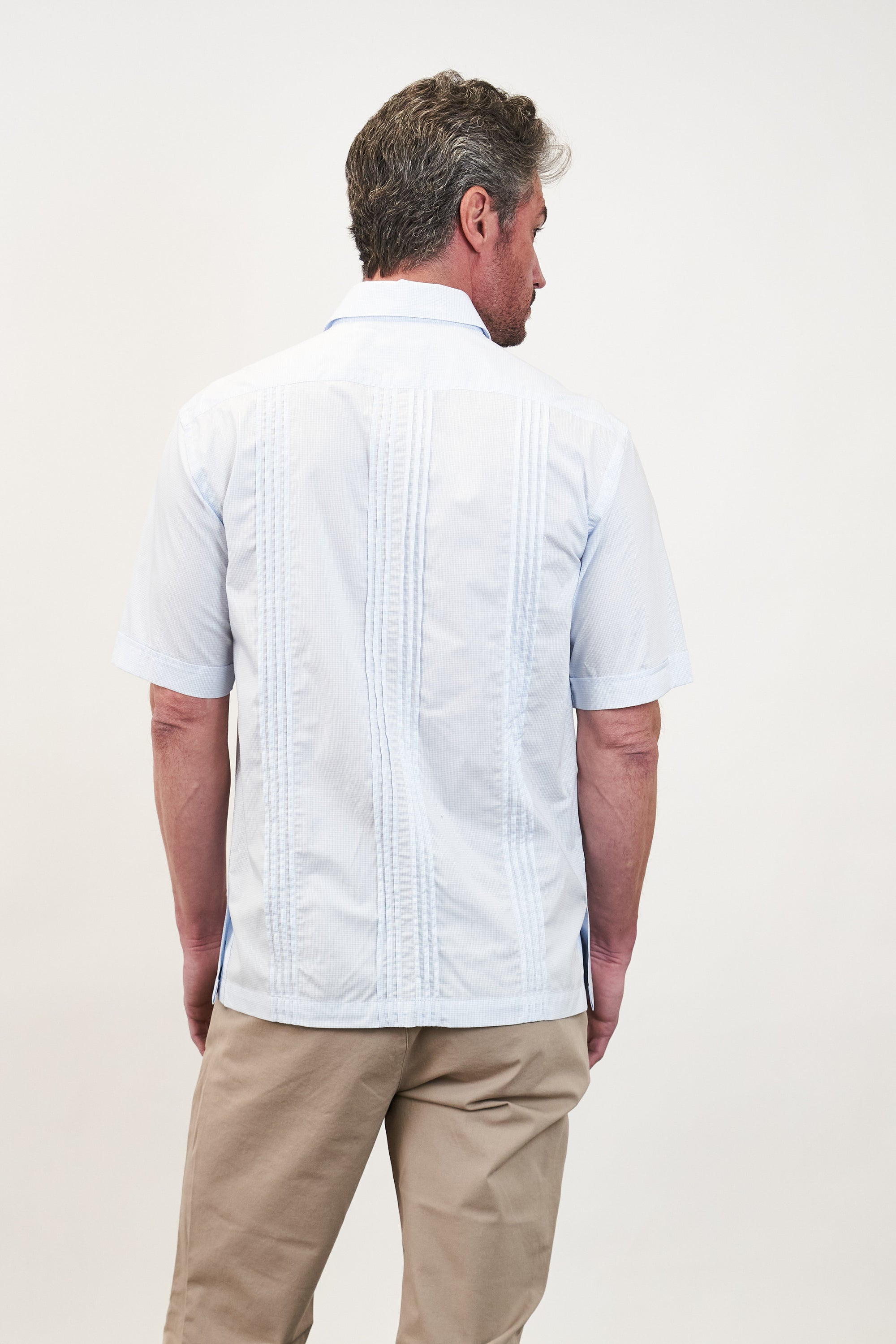 Panama Tailored Hemingway Guayabera Blue