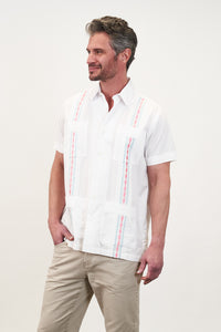 Havana Hemingway Guayabera - Aqua & Coral