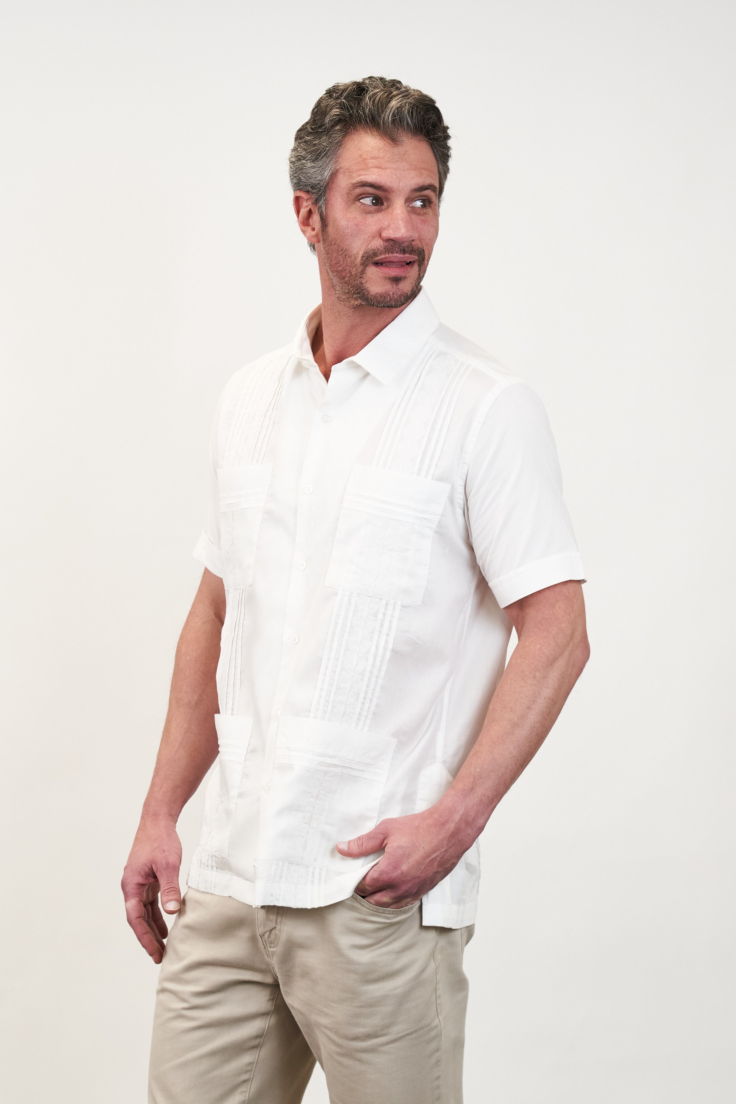 White Lace Men Guayabera - Men Shirt main image 1