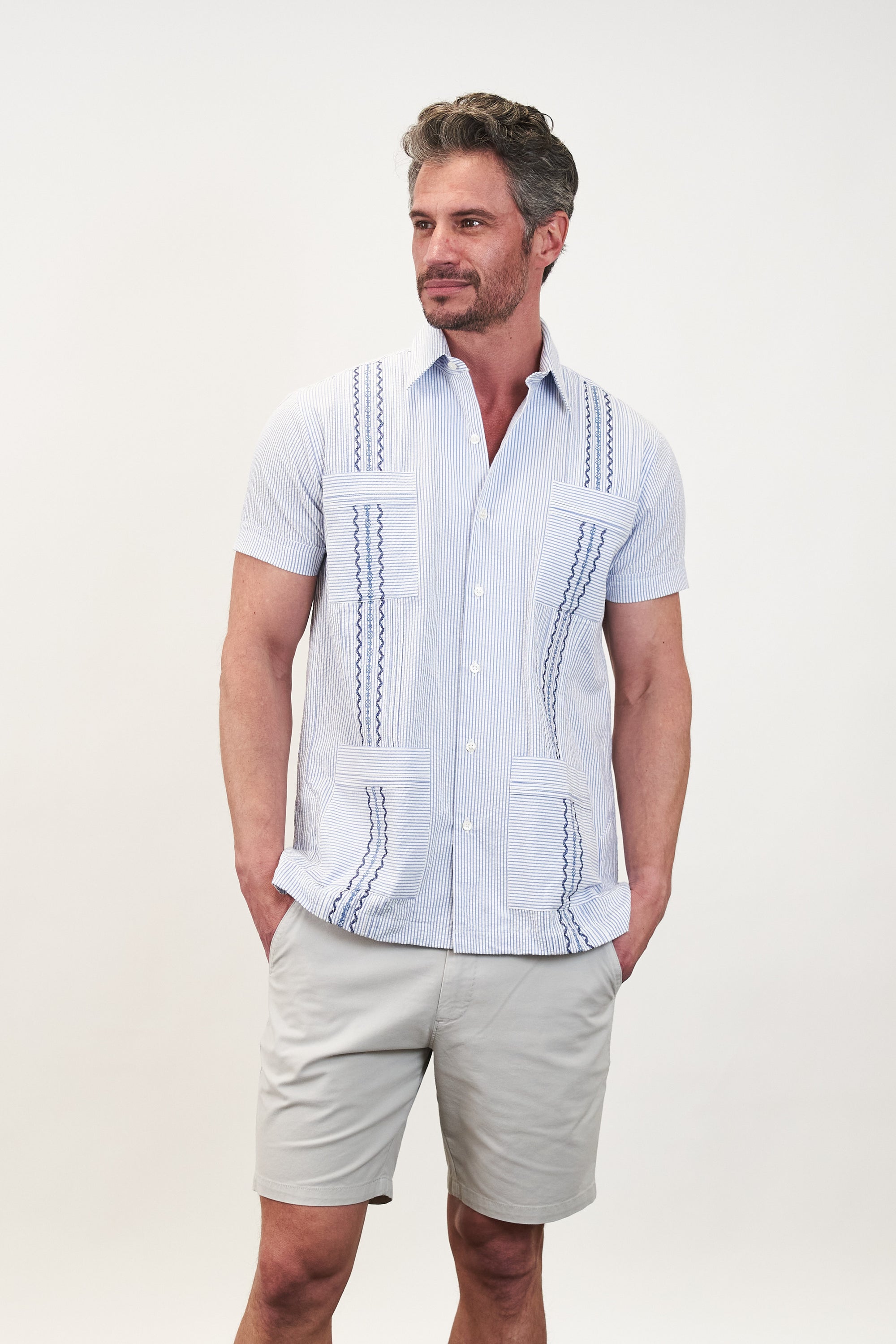 Charleston Hemingway Guayabera - Blue