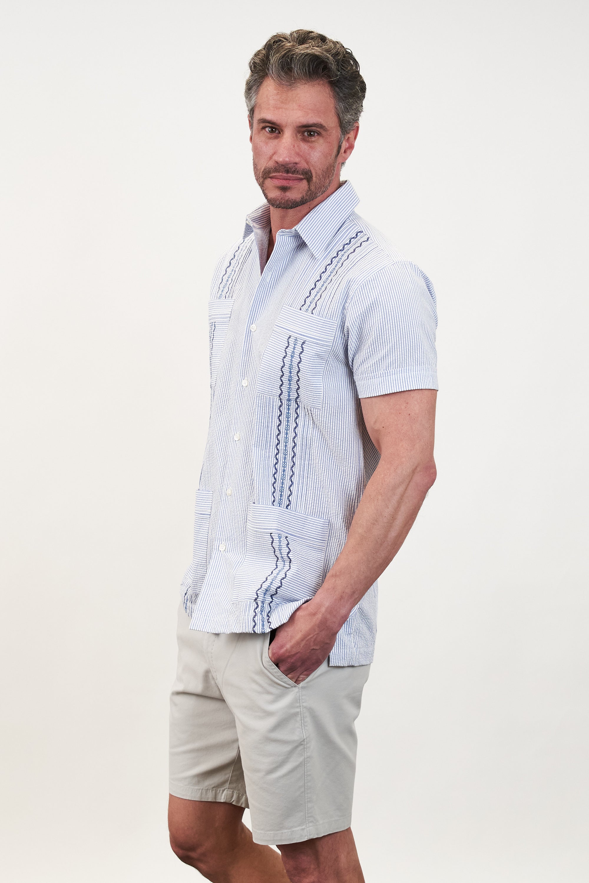 Charleston Hemingway Guayabera - Blue